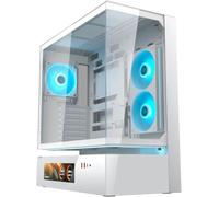 Cougar Caja semitorre cfv235 Vision White | LCD de 9,16 pulgadas, ATX/CEB, flujo de aire de 270°, 4 ventiladores ARGB-PWM, GPU de hasta 430 mm, USB-C