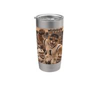 Cougar Celebración Día Del Juego Selfie Vintage Escuela Mascota Diversión Vaso térmico de acero inoxidable de doble pared