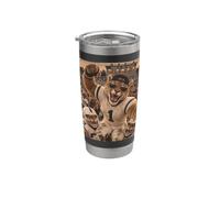 Cougar Celebración Día Del Juego Selfie Vintage Escuela Mascota Diversión Vaso térmico de acero inoxidable de doble pared