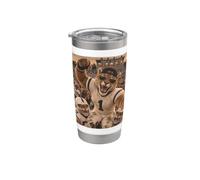 Cougar Celebración Día Del Juego Selfie Vintage Escuela Mascota Diversión Vaso térmico de acero inoxidable de doble pared