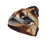 Cougar - Gorro de punto estampado para adultos, adecuado para otoño e invierno, camping y escalada, color negro