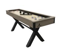 Cougar Mason Mesa de shuffleboard amEricana, roble/negro | Shuffleboard con patines para un uso multifuncional - 8 discos | Dimensiones 213,5 x 61 x 81,5 cm