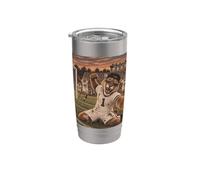 Cougar Objetivo Celebración Selfie Vintage Game Day Retro Mascota Vaso térmico de acero inoxidable de doble pared