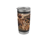 Cougar Receptor Selfie Vintage Escuela Universidad Juego Mascota Vaso térmico de acero inoxidable de doble pared