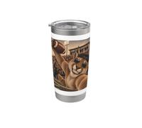 Cougar Receptor Selfie Vintage Escuela Universidad Juego Mascota Vaso térmico de acero inoxidable de doble pared
