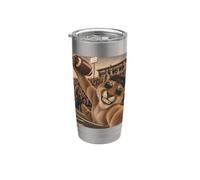 Cougar Receptor Selfie Vintage Escuela Universidad Juego Mascota Vaso térmico de acero inoxidable de doble pared