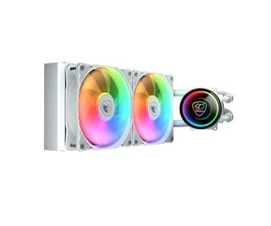 Cougar ref. liquid.poseidon elite argb 240 white | UTTERIGHT-Fins, ARGB-Infinity Mirror, ventilador 2200-RPM, placa de cobre grande, soporte AM5/LGA1851