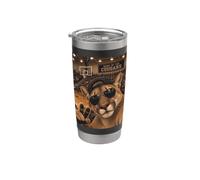 Cougar Selfie Divertido Baloncesto Vintage Game Day Cool Mascota Vaso térmico de acero inoxidable de doble pared
