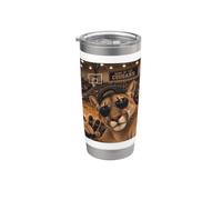 Cougar Selfie Divertido Baloncesto Vintage Game Day Cool Mascota Vaso térmico de acero inoxidable de doble pared