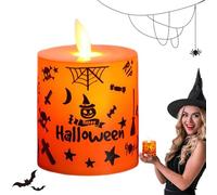Cougies LED Decoraciones De Halloween - Vela De Iluminación De Halloween | Llama Vacillant Halloflicagering Flame Halloween Candle Shape Light, Graffiti Patrón Light Sin Llama Battera For Dado