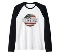 Council Bluffs Iowa, Bandera Americana Vintage Camiseta Manga Raglan