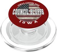 Council Bluffs Iowa, Bandera Americana Vintage PopSockets PopGrip para MagSafe
