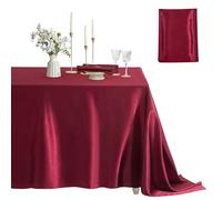 Counfeisly 1 Mantel Rectangular de satén Suave y Sedoso, Mantel de satén para decoración de Mesa de Banquete de Boda, Comedor, Uso Interior y Exterior, 60 x 102 Pulgadas, Color borgoña