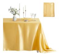 Counfeisly 1 mantel rectangular de satén suave y sedoso, mantel de satén para decoración de mesa de banquete de boda, comedor, uso interior y exterior, 60 x 102 pulgadas, color dorado