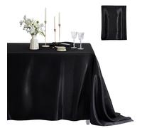 Counfeisly 1 mantel rectangular de satén suave y sedoso, mantel de satén para decoración de mesa de banquete de boda, comedor, uso interior y exterior, 60 x 102 pulgadas, color negro