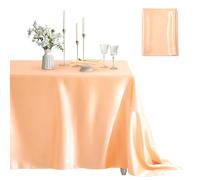 Counfeisly 1 mantel rectangular de satén suave y sedoso, mantel de satén para decoración de mesa de banquete de boda, comedor, uso interior y exterior, 60 x 84 pulgadas, color melocotón
