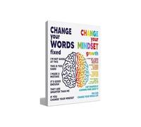Counseling Office Wall Decor Canvas, Change Your Words Change Your Mindset Motivational Art(Framed,12x18inch(30x45cm))