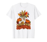 Count Your Blessings - Tarro de Calabaza, diseño de Cruz Cristiana Camiseta