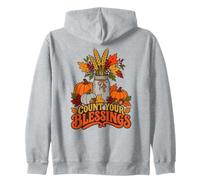 Count Your Blessings - Tarro de Calabaza, diseño de Cruz Cristiana Sudadera con Capucha
