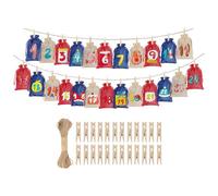 Countdown Fabric Pouches - Empty Drawstring Sacks, 24-Unit Reusable Component for Anticipation Creation, Apparatus for Family, Children, Birthday and Festive Season Organization