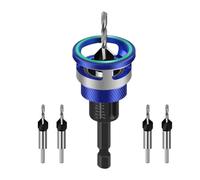 Countersink Drill Bit - 4pcs Countersink Bits With Adjustable Depth Stop | Adjustable Drill Bit Set For Woodworking, Aluminum Alloy Gold Blue 2-flute Carpentry Bits For Furniture
