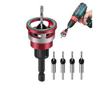 Countersink Drill Bits For Woodworking | 4 Pieces Two-Flute Portable Adjustable Tool | Counter Sink Bit | Carpentry Drilling Wood Furniture Cabinet Outdoor Indoor