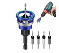 Countersink Drill Bits, Quick Adjustable 4 piezas, Precision Woodworking Accessories, Carpentry Drilling Tool Kit, Durable Steel Design, Suitable for Furniture Cabinet Indoor Wood Projects