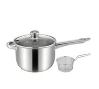 Countertop Fryer - 18cm Stainless Steel Pot, Mini Deep Fryer Basket Set, Heat Resistant Lid | For Kitchen Home Camping Picnic Party Chicken Fish Cooking Oil Frying Portable Cooker Kit SetX