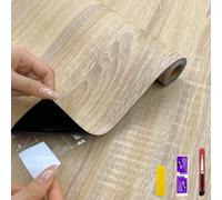 Countewol Rollo de vinilo para pisos, lámina de PVC autoadhesiva de grano de madera de roble claro, impermeable, resistente a los arañazos y extraíble, para cocina, dormitorio, caravana, apartamento