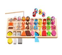 Counting Shape Stacker Wooden Puzzle Shape Sorter Magnetic Fishing Number Puzzle Toy Math Learning Blocks Game for Boys Girls Ages 3-5 Preschool Educational Toy for Sorting and Counting Skill