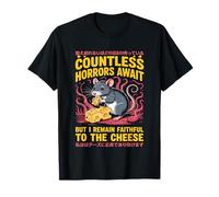 Countless Horrors Await Vintage Japanese Rat Meme Eat Cheese Camiseta