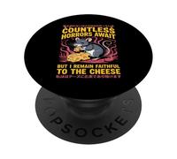 Countless Horrors Await Vintage Japanese Rat Meme Eat Cheese PopSockets PopGrip Adhesivo