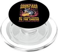 Countless Horrors Await Vintage Japanese Rat Meme Eat Cheese PopSockets PopGrip para MagSafe