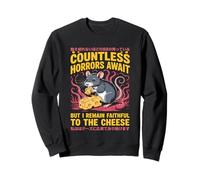 Countless Horrors Await Vintage Japanese Rat Meme Eat Cheese Sudadera