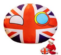 Country Ball Plush Toy - Almohada de algodón de 15,75 pulgadas con bandera | Pelota de campo de felpa suave de 15.75 pulgadas rellena de algodón PP, disponible en Reino Unido, Francia, Alemania