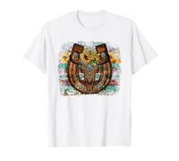 Country Boho Western Bull Decor For Women Cute Horseshoe Camiseta
