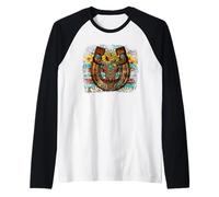 Country Boho Western Bull Decor For Women Cute Horseshoe Camiseta Manga Raglan