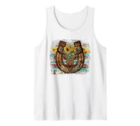 Country Boho Western Bull Decor For Women Cute Horseshoe Camiseta sin Mangas