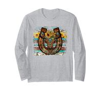 Country Boho Western Bull Decor For Women Cute Horseshoe Manga Larga