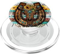 Country Boho Western Bull Decor For Women Cute Horseshoe PopSockets PopGrip para MagSafe