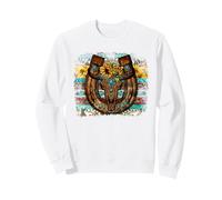 Country Boho Western Bull Decor For Women Cute Horseshoe Sudadera