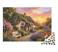 Country Cottage Jigsaw Puzzle 1000 Piezas Reciclado Material Flower Garden Puzzles para Boy & Girl Ages 6 Years Up Fun Y Challenging Familiar Juego Actividad 52x38cm/1000pcs