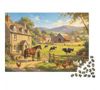 Country Farm 1000 Piezas Puzzle Papel Reciclado Pastoral Village Puzzles for Elderly Fun and Desafiante Juego Familiar Perfect for Holiday Blessings 38x26cm/1000 piezass