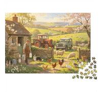 Country Farm Adultos Jigsaws 1000Piezas Reciclable Material Rural Cottage Jigsaw Puzzles Tiempo de Juego Familiar Props Perfect for Family and Friends Birthdays 70x50cm/1000pcs