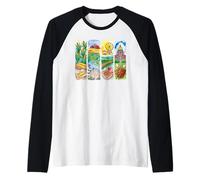 Country Farm Fair Baseball American Art Camiseta Manga Raglan