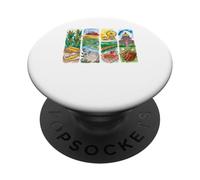 Country Farm Fair Baseball American Art PopSockets PopGrip Adhesivo