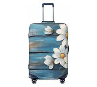 Country Farmhouse - Funda elástica para equipaje de viaje, diseño de margaritas blancas, Black, L