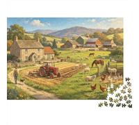 Country Homestead Jigsaw Puzzles 1000 Pieces Recycled Pastoral Farmland Senior Puzzles Party Game Props Great Gift Idea for Family y Friends Birthdays 70x50cm/1000pcs