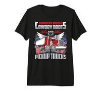 Country Music Cowboy Boots & Pickup Trucks Lovers Trucker Camiseta Premium