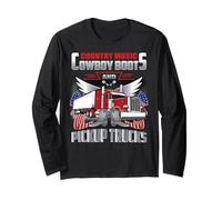 Country Music Cowboy Boots & Pickup Trucks Lovers Trucker Manga Larga
